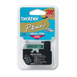 BRTM731 M Series Tape Cartridge for P-Touch Labelers, 1/2w, Black on Green By BROTHER INTL. CORP.
