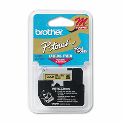 BRTM821 M Series Tape Cartridge for P-Touch Labelers, 3/8w, Black on Gold By BROTHER INTL. CORP.