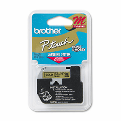 BRTM831 M Series Tape Cartridge for P-Touch Labelers, 1/2w, Black on Gold By BROTHER INTL. CORP.
