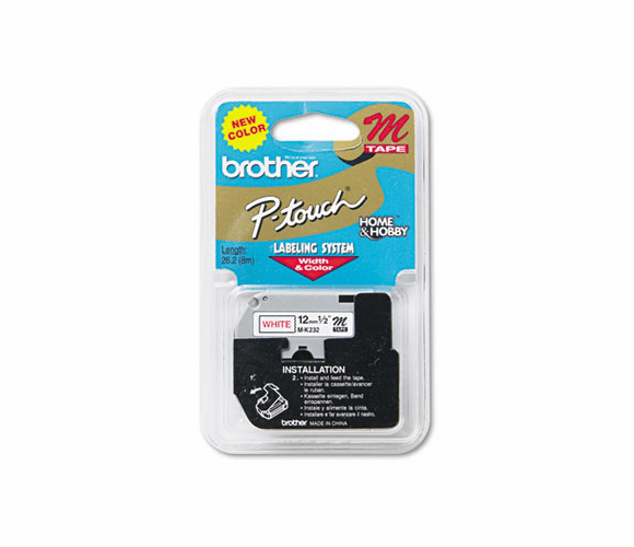 BRTMK232 M Series Tape Cartridge for P-Touch Labelers, 1/2w, Red on White By BROTHER INTL. CORP.