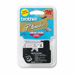 BRTMK232 M Series Tape Cartridge for P-Touch Labelers, 1/2w, Red on White By BROTHER INTL. CORP.
