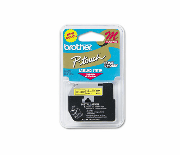 BRTMK631 M Series Tape Cartridge for P-Touch Labelers, 1/2w, Black on Yellow By BROTHER INTL. CORP.