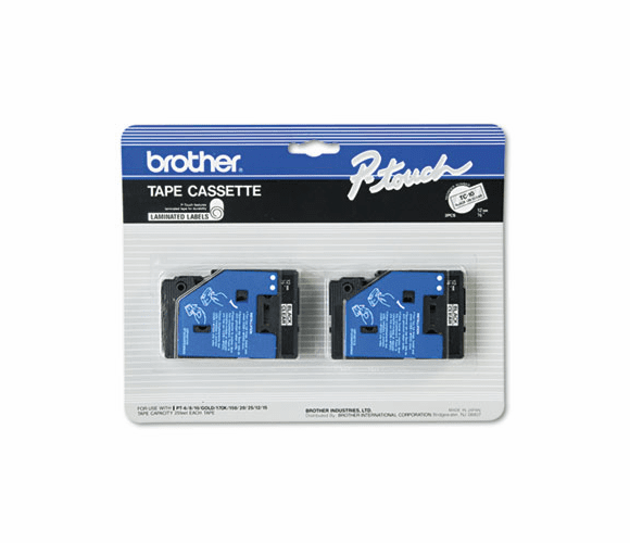 BRTTC10 TC Tape Cartridges for P-Touch Labelers, 1/2w, Black on Clear, 2/Pack By BROTHER INTL. CORP.