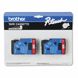 BRTTC11 TC Tape Cartridges for P-Touch Labelers, 1/2w, Red on Clear, 2/Pack By BROTHER INTL. CORP.