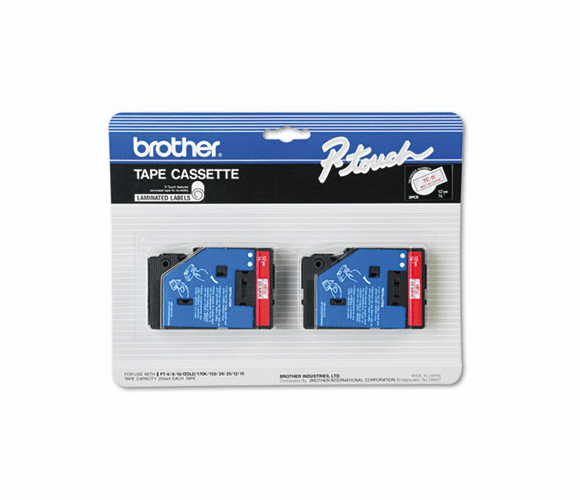 BRTTC11 TC Tape Cartridges for P-Touch Labelers, 1/2w, Red on Clear, 2/Pack By BROTHER INTL. CORP.