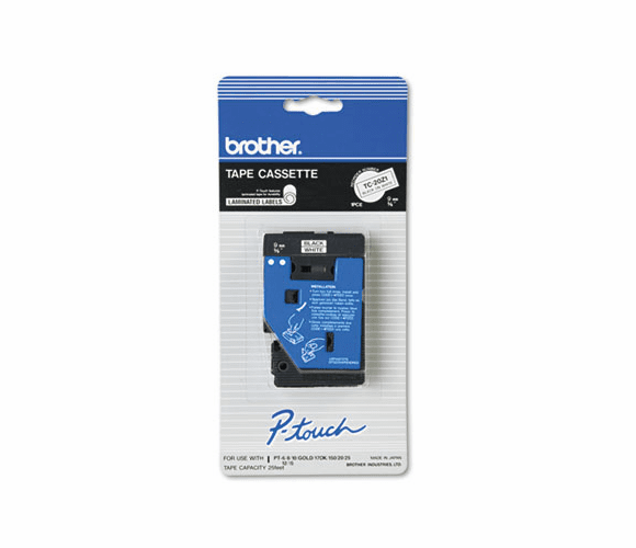 BRTTC20Z1 TC Tape Cartridge for P-Touch Labelers, 3/8w, Black on White By BROTHER INTL. CORP.