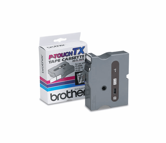 BRTTX1511 TX Tape Cartridge for PT-8000, PT-PC, PT-30/35, 1w, Black on Clear By BROTHER INTL. CORP.