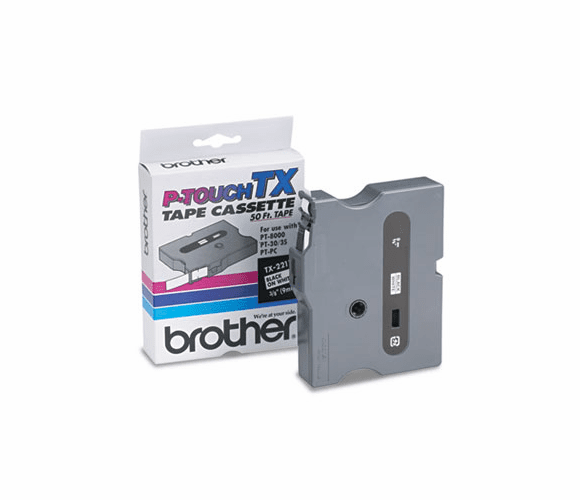 BRTTX2211 TX Tape Cartridge for PT-8000, PT-PC, PT-30/35, 3/8w, Black on White By BROTHER INTL. CORP.