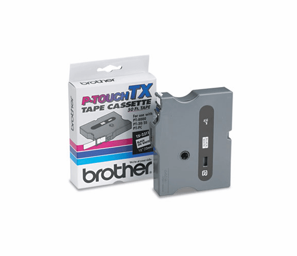 BRTTX2311 TX Tape Cartridge for PT-8000, PT-PC, PT-30/35, 1/2w, Black on White By BROTHER INTL. CORP.
