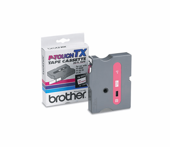 BRTTX2321 TX Tape Cartridge for PT-8000, PT-PC, PT-30/35, 1/2w, Red on White By BROTHER INTL. CORP.