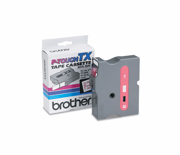 BRTTX2521 TX Tape Cartridge for PT-8000, PT-PC, PT-30/35, 1w, Red on White By BROTHER INTL. CORP.