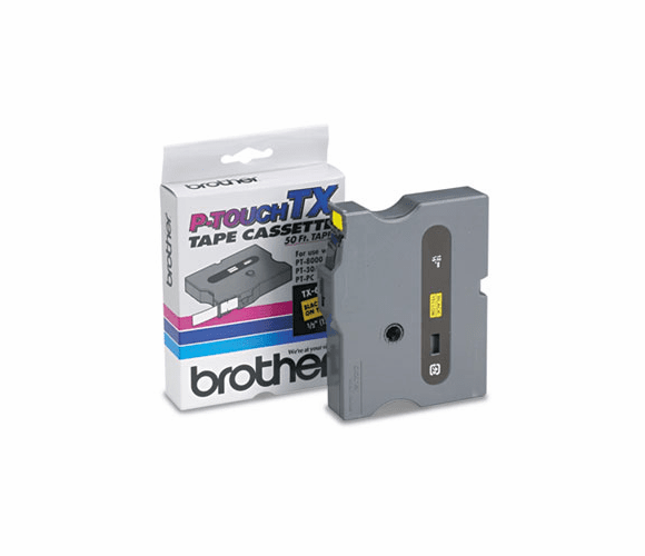 BRTTX6311 TX Tape Cartridge for PT-8000, PT-PC, PT-30/35, 1/2w, Black on Yellow By BROTHER INTL. CORP.