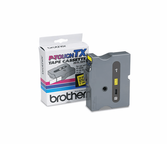 BRTTX6511 TX Tape Cartridge for PT-8000, PT-PC, PT-30/35, 1w, Black on Yellow By BROTHER INTL. CORP.