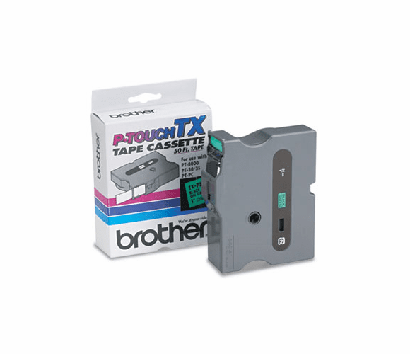 BRTTX7511 TX Tape Cartridge for PT-8000, PT-PC, PT-30/35, 1w, Black on Green By BROTHER INTL. CORP.