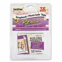 BRTTZEAF231 TZ Photo-Safe Tape Cartridge for P-Touch Labelers, 1/2w, Black on White By BROTHER INTL. CORP.