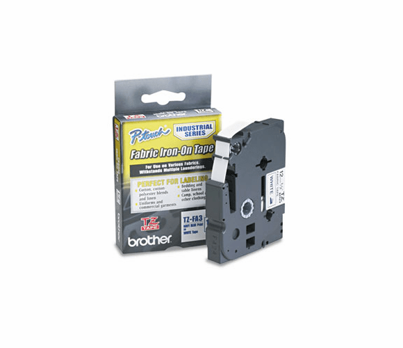 BRTTZEFA3 TZ Industrial Series Fabric Iron-On Tape, Navy-on-White, 1/2 x 9.8ft By BROTHER INTL. CORP.