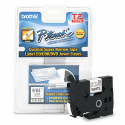 BRTTZEN201 TZ Super-Narrow Non-Laminated Tape for P-Touch Labeler, 1/8w, Black on White By BROTHER INTL. CORP.