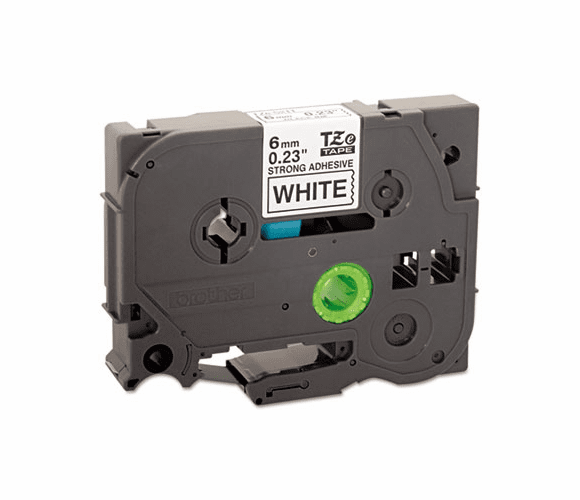 BRTTZES211 TZe Extra-Strength Adhesive Laminated Labeling Tape, 1/4w, Black on White By BROTHER INTL. CORP.