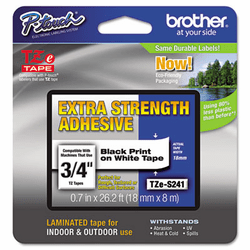 BRTTZES241 TZe Extra-Strength Adhesive Laminated Labeling Tape, 3/4w, Black on White By BROTHER INTL. CORP.