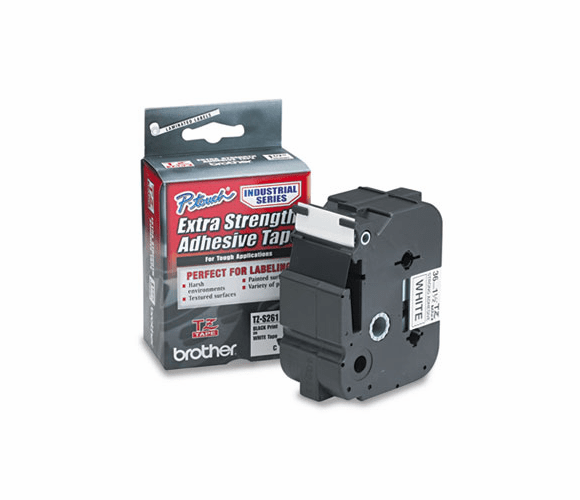 BRTTZES261 TZ Extra-Strength Adhesive Laminated Labeling Tape, 1-1/2w, Black on White By BROTHER INTL. CORP.