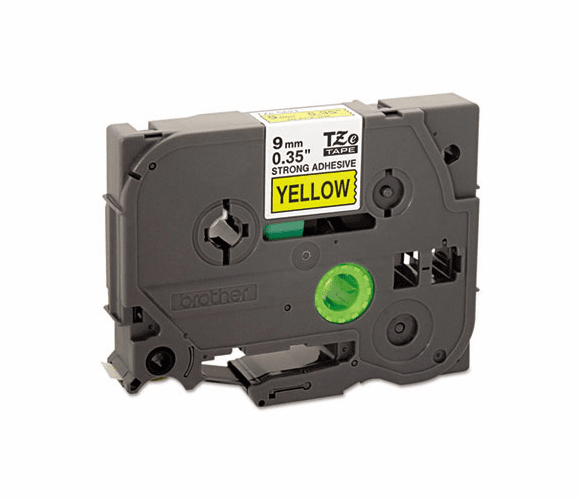 BRTTZES621 TZe Extra-Strength Adhesive Laminated Labeling Tape, 3/8w, Black on Yellow By BROTHER INTL. CORP.