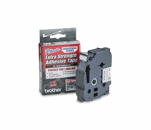 BRTTZES941 TZ Extra-Strength Adhesive Laminated Labeling Tape, 3/4w, Black on Matte Silver By BROTHER INTL. CORP.