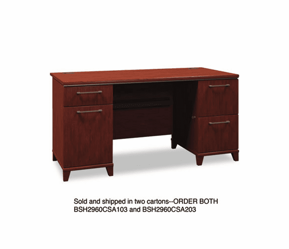 BSH2960CSA103 60"W Double Ped Desk (B/D, F/F) Box 1 of 2 Enterprise: Harvest Cherry By BUSH INDUSTRIES