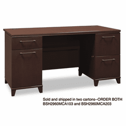BSH2960MCA203 60"W Double Ped Desk (B/D, F/F) Box 2 of 2 Enterprise: Mocha Cherry By BUSH INDUSTRIES