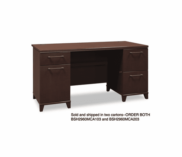 BSH2960MCA203 60"W Double Ped Desk (B/D, F/F) Box 2 of 2 Enterprise: Mocha Cherry By BUSH INDUSTRIES