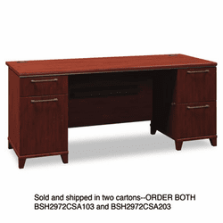 BSH2972CSA103 72"W Double Pedestal Desk (B/B/F,F/F) Box 1 of 2 Enterprise: Harvest Cherry By BUSH INDUSTRIES