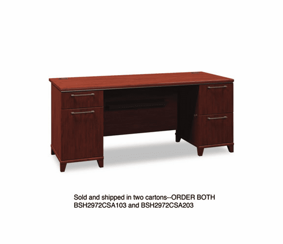 BSH2972CSA103 72"W Double Pedestal Desk (B/B/F,F/F) Box 1 of 2 Enterprise: Harvest Cherry By BUSH INDUSTRIES