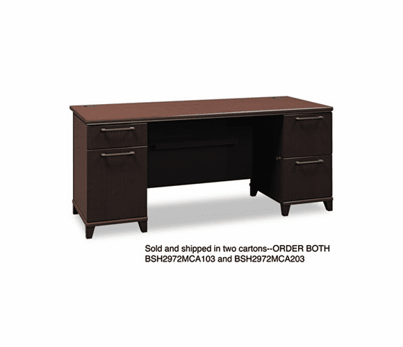 BSH2972MCA103 72"W Double Pedestal Desk (B/B/F,F/F) Box 1 of 2 Enterprise: Mocha Cherry By BUSH INDUSTRIES