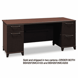 BSH2972MCA203 72"W Double Pedestal Desk (B/B/F,F/F) Box 2 of 2 Enterprise: Mocha Cherry By BUSH INDUSTRIES
