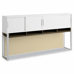 BSH34H72MR 72"W Overhead w/Doors Momentum: White/Mocha Cherry By BUSH INDUSTRIES