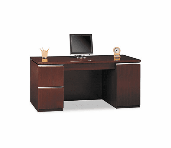 BSH50C66CS 66"W Double Pedestal Kneespace Credenza (F/F,D) Milano 2 Harvest Cherry By BUSH INDUSTRIES