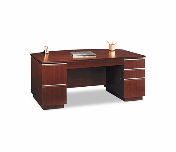 BSH50DBF72A2CS 72"W Bow Front Double Pedestal Desk (Box 2 of 2) Milano 2 Harvest Cherry By BUSH INDUSTRIES