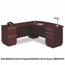 BSH50DLL72A1CS 72"W LH Double Pedestal L-Desk (B/B/F,F/F) Box 1 Milano 2 Harvest Cherry By BUSH INDUSTRIES