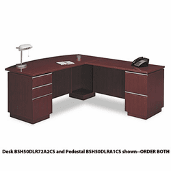 BSH50DLR72A2CS 72"W RH Double Pedestal L-Desk (B/B/F,F/F) Box 2 Milano 2 Harvest Cherry By BUSH INDUSTRIES