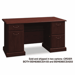 BSH6360CSA103 60"W Double Ped Desk (B/B/F, F/F) Box 1 of 2 Syndicate Harvest Cherry By BUSH INDUSTRIES