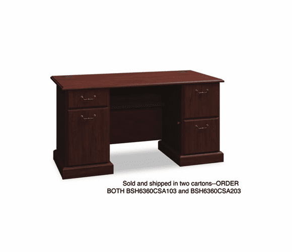 BSH6360CSA103 60"W Double Ped Desk (B/B/F, F/F) Box 1 of 2 Syndicate Harvest Cherry By BUSH INDUSTRIES
