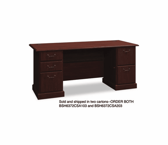 BSH6372CSA203 72"W Double Ped Desk (B/B/F, F/F) Box 2 of 2 Syndicate Harvest Cherry By BUSH INDUSTRIES