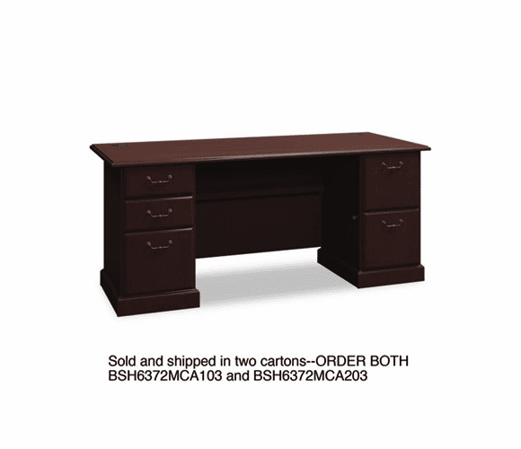 BSH6372MCA203 72"W Double Ped Desk (B/B/F, F/F) Box 2 of 2 Syndicate Mocha Cherry By BUSH INDUSTRIES