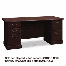 BSH6372MCA203 72"W Double Ped Desk (B/B/F, F/F) Box 2 of 2 Syndicate Mocha Cherry By BUSH INDUSTRIES
