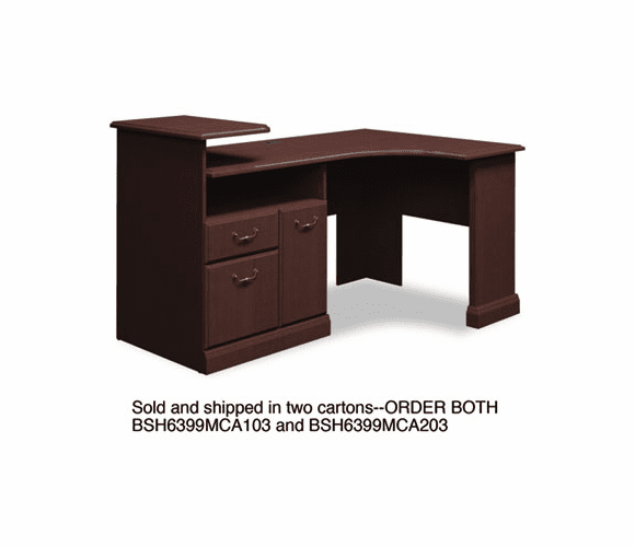 BSH6399MCA203 Expandable Corner Desk Solution (B/F/D) Box of 2 Syndicate Mocha Cherry By BUSH INDUSTRIES