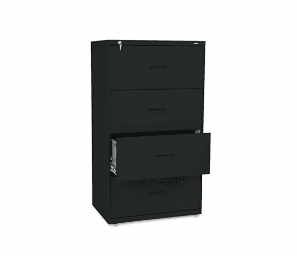BSX434LP 400 Series Four-Drawer Lateral File, 30w x53-1/4h x19-1/4d, Black By BASYX