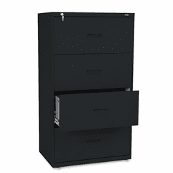 BSX434LP 400 Series Four-Drawer Lateral File, 30w x53-1/4h x19-1/4d, Black By BASYX