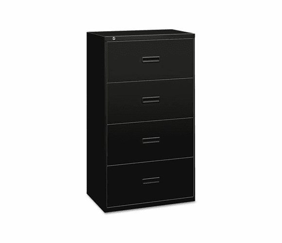 BSX484LP 400 Series Four-Drawer Lateral File, 36w x 19-1/4d x 53-1/4h, Black By BASYX
