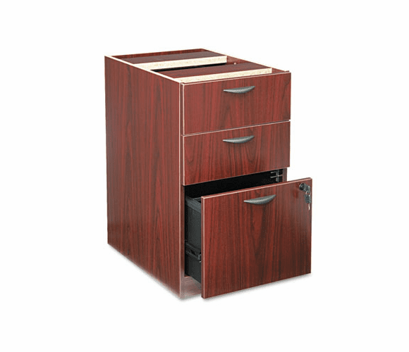BSXBL2162NN BL Laminate Three-Drawer Pedestal File, 15-5/8w x 21-3/4d x 27-3/4h, Mahogany By BASYX