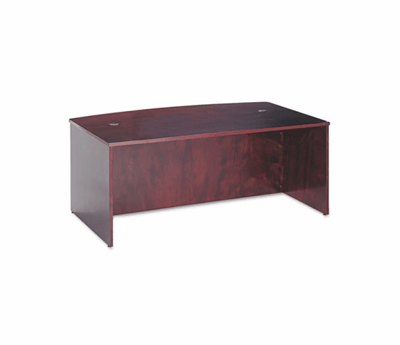 BSXBW2111NN BW Veneer Series Bow Front Desk Shell, 72w x 42w x 29h, Mahogany By BASYX