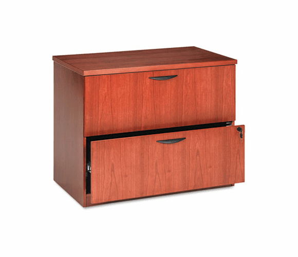 BSXBW2170HH BW Veneer Series 2-Drawer Lateral File Pedestal, 36 1/4w x 22 1/8d x 29h,Bourbon Cherry By BASYX